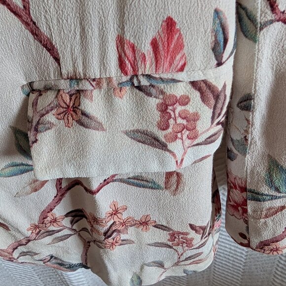 Zara Woman Floral & Blue jay print Blazer Size XS Spring Lightweight Feminine - Picture 5 of 16